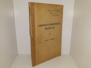 German Phonetic Manual (1932) ~ by James L. Barker
