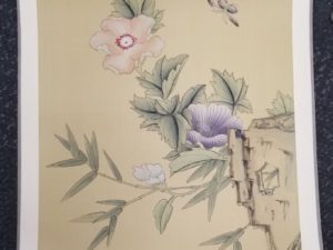 Unique Oriental Print — About 20″ x 14″ — Hand Painted on Silk