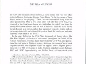 From Slave to Litigant: African Americans in Court in the Postwar South — Law and History Review August 2012, Vol. 30, No. 3