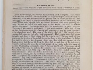 1849 — New Jerusalem; or, The Fulfilment of Modern Prophecy — Orson Pratt — Disbound Pamphlet Printed in Liverpool, October 1, 1849
