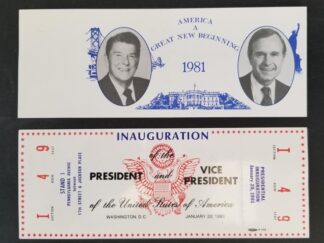 Ticket to the Inauguration of President Ronald Reagan & Vice-President George Herbert Walker Bush — January 1981 — Complete With Stub