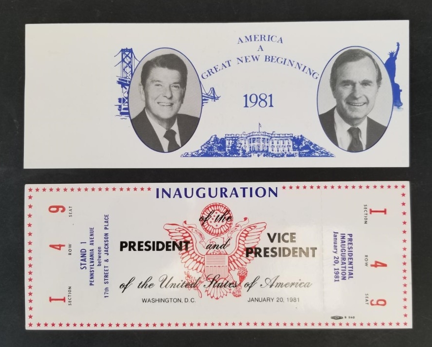 Ticket To The Inauguration Of President Ronald Reagan And Vice President George Herbert Walker