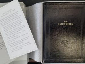Holy Bible — Beautiful Black Leather — Invecchiato Italian Leather Binding — LDS Church Employee Christmas Gift Leather Bound for 2017 — In Original Box with Cards — Very Nice!