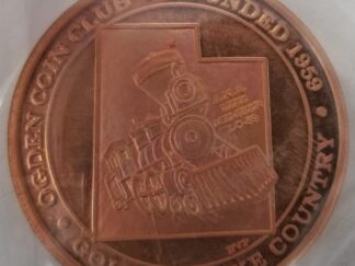 Ogden Coin Club -- Founded 1959 --- Golden Spike Country --- "Hundred Year Anniversary" --- "Walking Liberty Half Dollar & Mercury Dime" --- Copper Coin