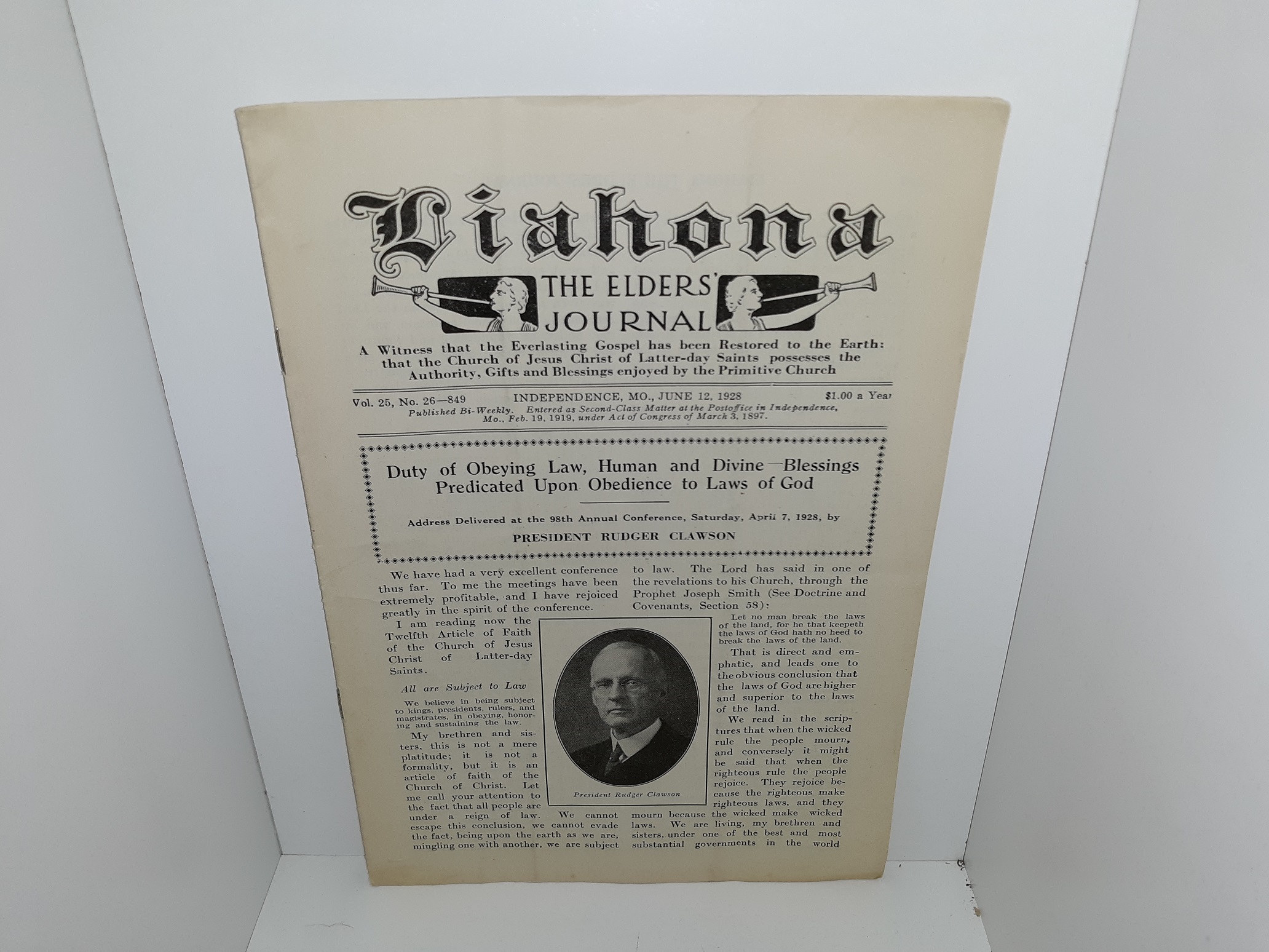 Liahona, The Elders’ Journal: Vol. 26, No. 26—849, June 12, 1928 (1928)