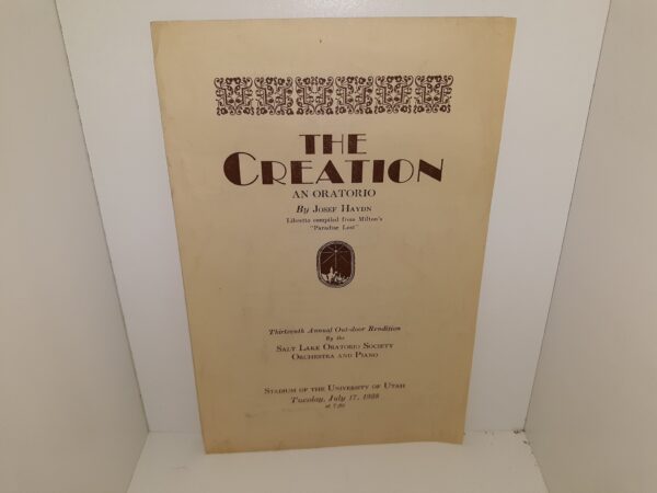 The Creation: An Oratorio (Program) (1928) ~ by Josef Haydn