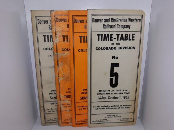 4 Denver and Rio Grande Western Railroad Company Time-Table Booklets (See Details)