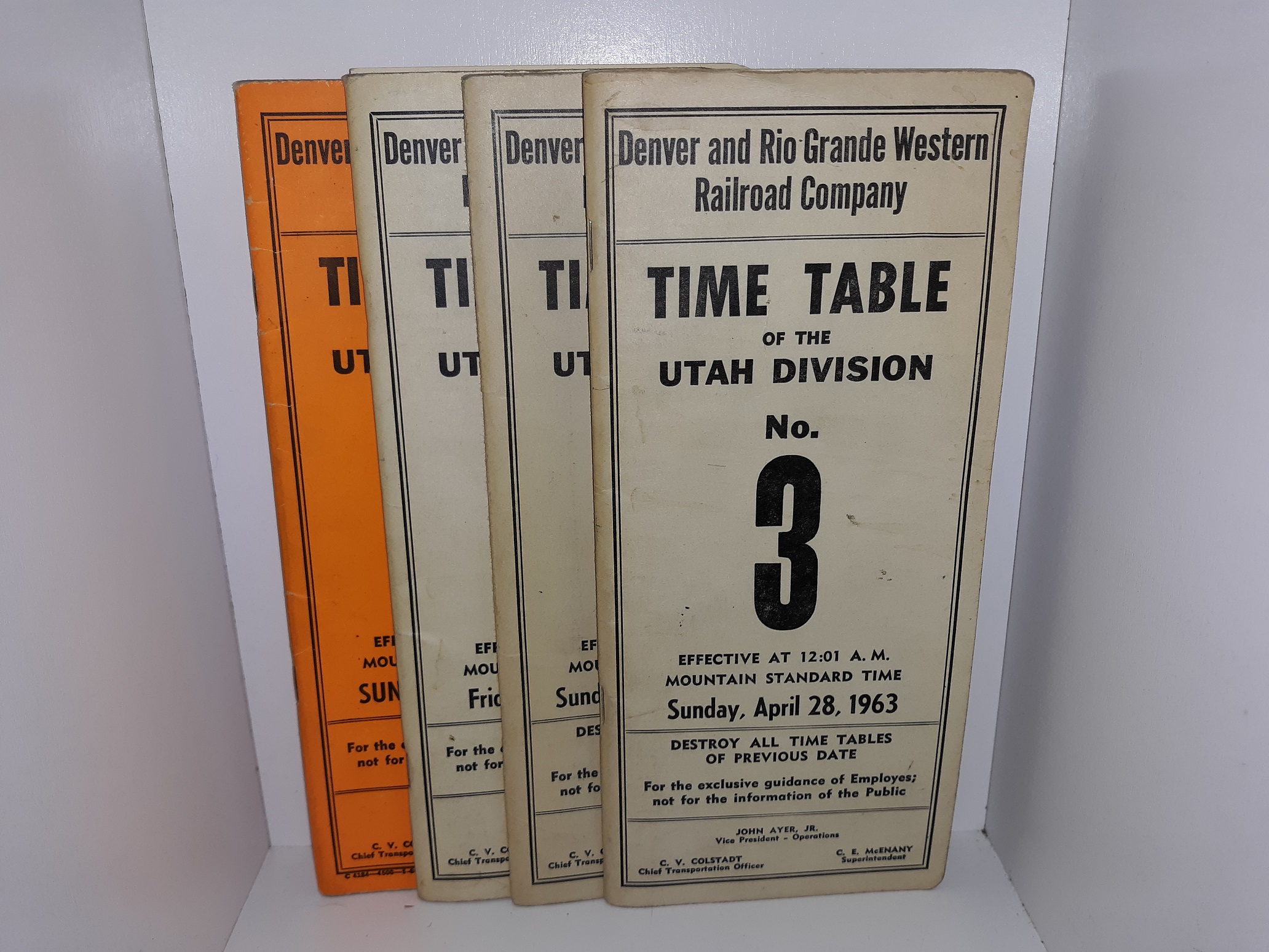 4 Denver and Rio Grande Western Railroad Company Time Table Booklets (See Details)