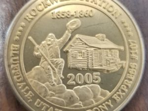 2005 — Rockwell Station 1858-1860 — Bluffdale, Utah Pony Express #107 — National Utah Token Society — “Organized 1982” — COIN