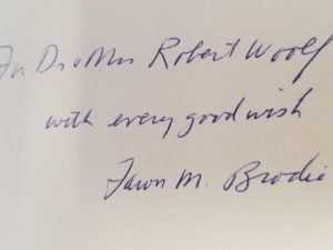 1974 — Thomas Jefferson, An Intimate Story — Fawn Brodie — First Edition Inscribed & Signed by Fawn Brodie