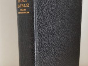 1956 — The Holy Bible / Ready References — Teacher’s Edition — Black Bendable Leather Binding — Code at Bottom of Last Page of New Testament: 55 G 56