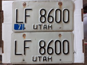 Utah License Plate: LF 8600, 1983