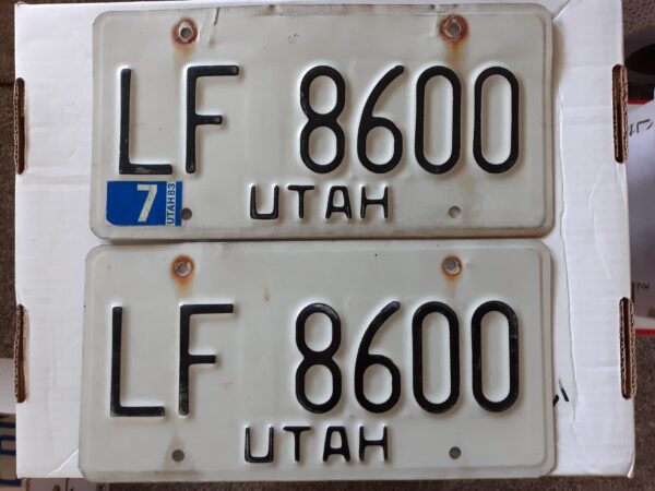 Utah License Plate: LF 8600, 1983