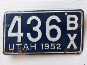 Utah License Plate: 436 BX, 1952
