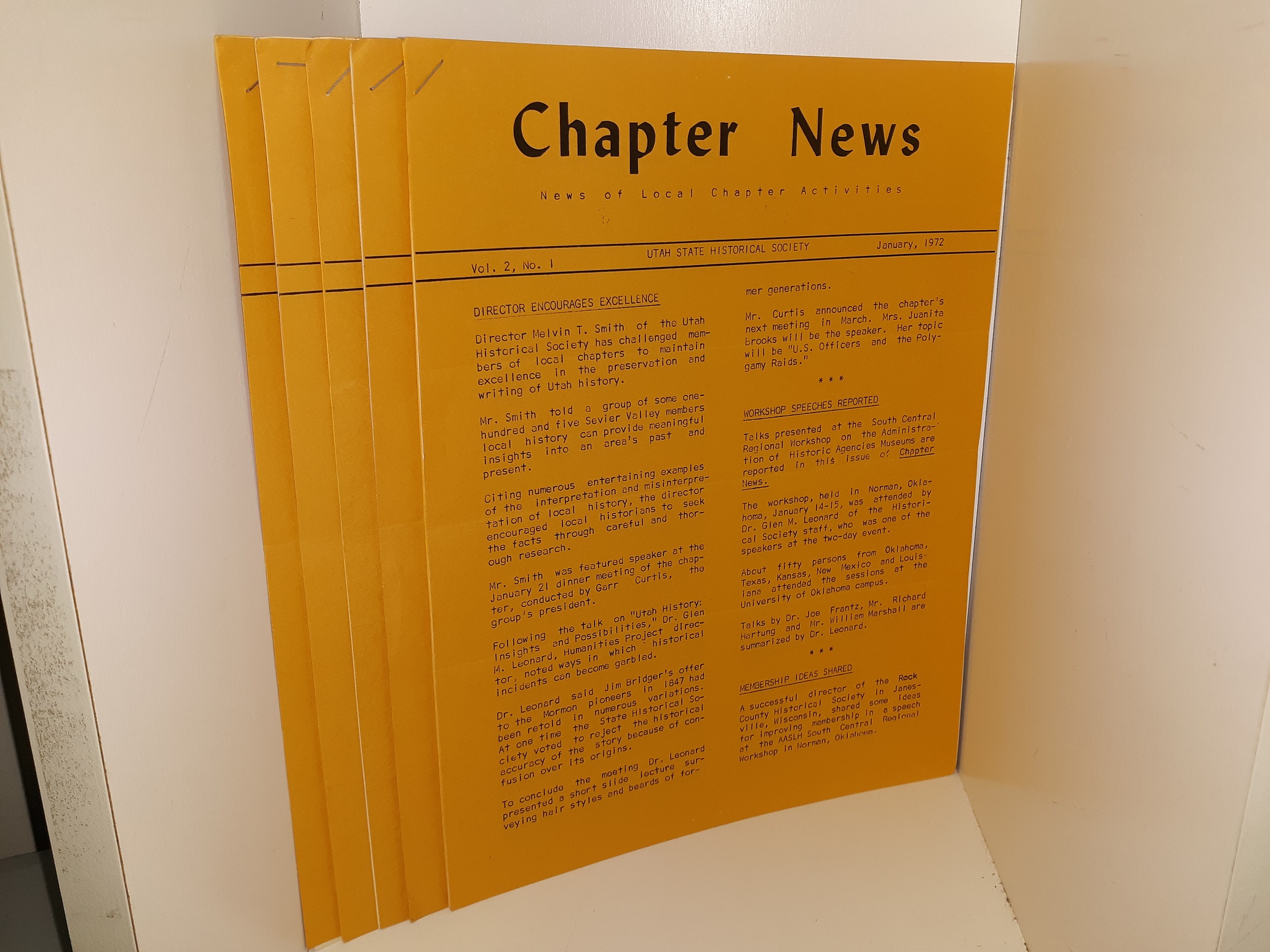 5 Issues of Chapter News for the Utah State Historical Society (See Details)