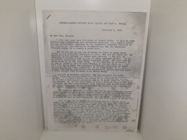 Correspondence Between Nephi Jensen and Fawn M. Brodie (Photo-Copied)