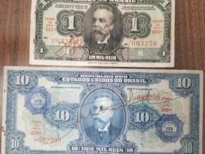 2 Bank Notes — Banco Do Brasil — Dez Mil Reis / Um Mil Reis