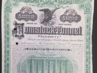 Comstock Tunnel Company $1000 Bond signed by Theodore Sutro & Thayer —  With 2 Additional Sheets of $20 Stamps Attached