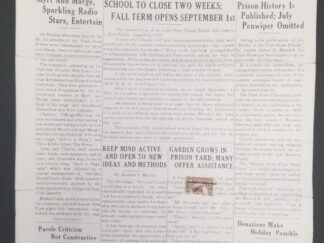 The Utah Penwiper — Vol. 3., No.27 — Salt Lake City, Utah — August, 1935 — High Serial No. 6417 — Prison Populatoin 282 — Rare Newsletter from Utah Prison