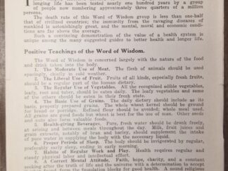 The Word of Wisdom — John A. Widtsoe — Centennial Series No. 17. — 4-Page Pamphlet