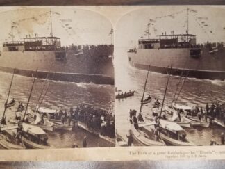 1898 — The Birth of a great Battleship – the “Illinois” – just launched — J. F. Jarvis — Stereoview Photograph