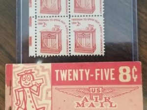 Four 2-Cent Stamps (Unused) and Two 8-Cent Stamps (Unused) — The 8-Cent Stamps are still in the little book