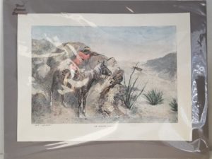 Hand-Colored Engraving — An Apache Indian — “Warriors of the American West – Frederick Remington’s Tribute to the Plains Indians” — Engravings from Century Magazine, reprinted and colored by hand
