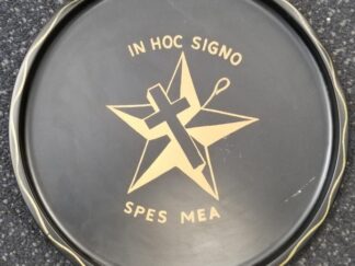 Tin Tray --- In Hoc Signo - Spes Mea --- Black Tin Tray --- [Almost 11 inches wide]