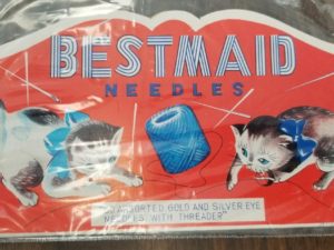 Bestmaid Needles — Little Packet with “60 Assorted God and Silver Eye Needles with Threader” — New and unopened