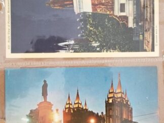 2 Unused Postcards — of Brigham Young Statue with LDS Salt Lake City Temple behind it — Like New / Never Used — Monument to Brigham Young and the Mormon Pioneers