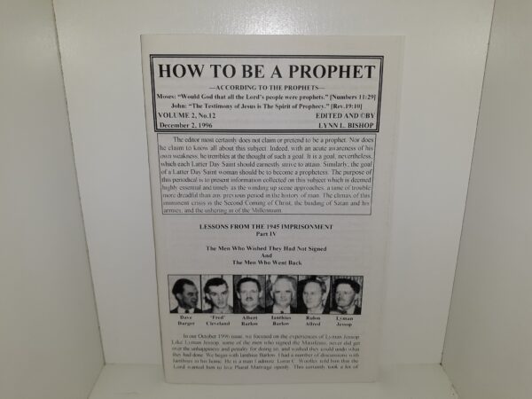 How To Be A Prophet—According to the Prophets—: Vol. 2, No. 12, December 2, 1996 (1996)