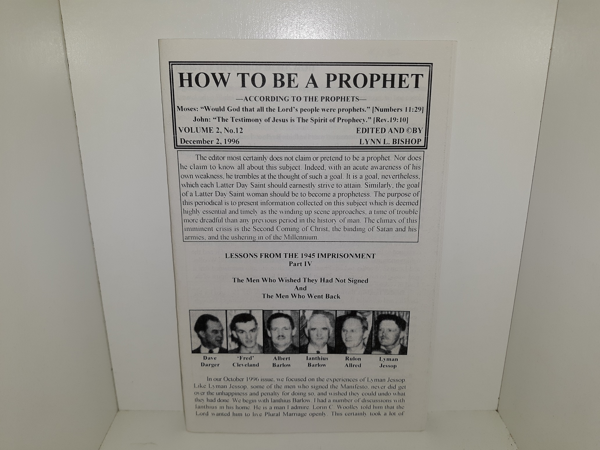 How To Be A Prophet—According to the Prophets—: Vol. 2, No. 12, December 2, 1996 (1996)