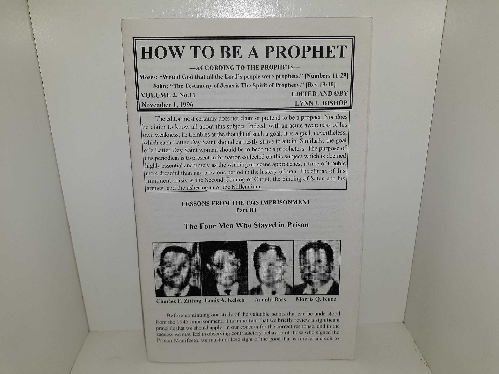 How To Be A Prophet—According to the Prophets—: Vol. 2, No. 11, November 1, 1996 (1996)