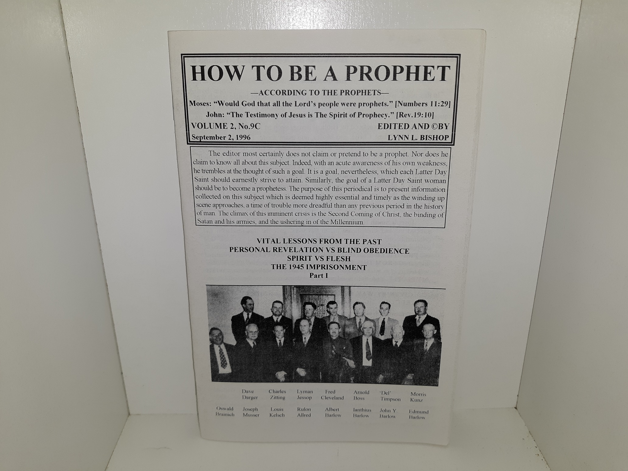 How To Be A Prophet—According to the Prophets—: Vol. 2, No. 9C, September 2, 1996 (1996)