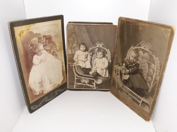 3 Old Photographs of Babies and Children on Cardboard