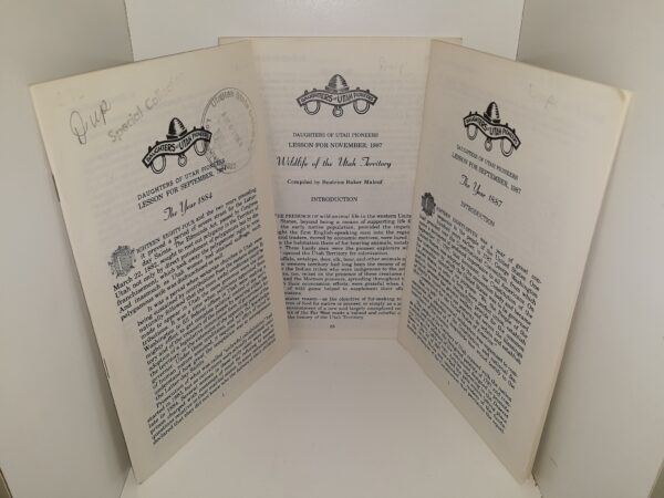 3 LDS Daughters of Utah Pioneers Booklets: The Year 1887 / Wildlife of the Utah Territory / The Year 1884 (See Details)