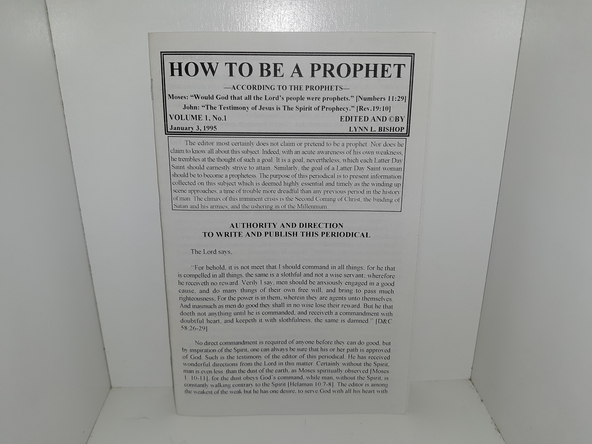 How to be a Prophet: Vol. 1, No. 1, January 3, 1995 (1995)