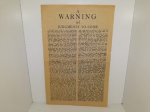 A Warning of Judgements to Come (Old Pamphlet) — Not Dated — By Rector
