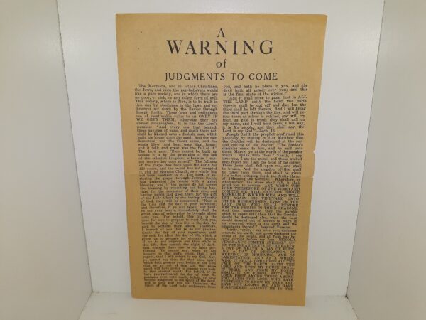 A Warning of Judgements to Come (Old Pamphlet) --- Not Dated -- By Rector