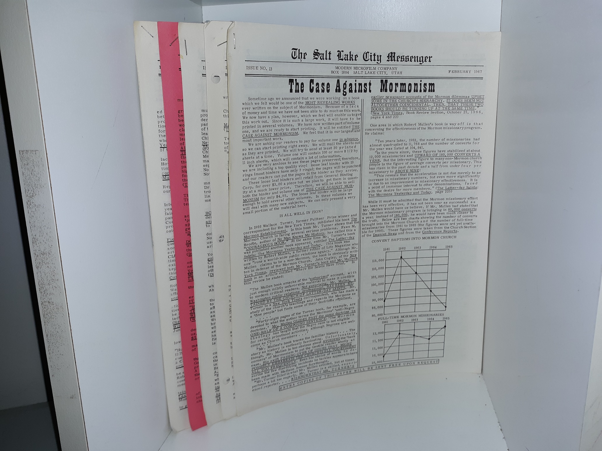 5 Miscellaneous Issues of the Salt Lake City Messenger, an Anti-Mormon Newsletter (See Details)