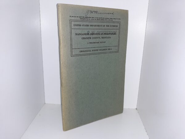 Geological Survey Bulletin 922-G: Manganese Deposits at Philipsburg Granite County, Montana, A Preliminary Report (1940)