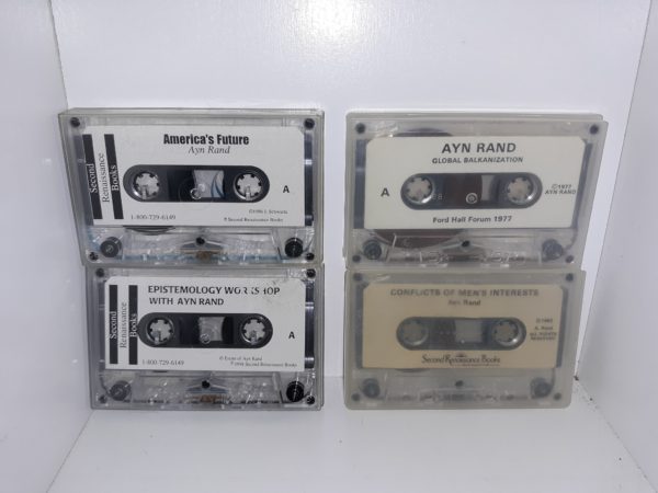 4 Books on Audio Cassettes by Ayn Rand: America’s Future / Epistemology Workshop with Ayn Rand / Global Balkanization / Conflicts of Men’s Interests (See Details)