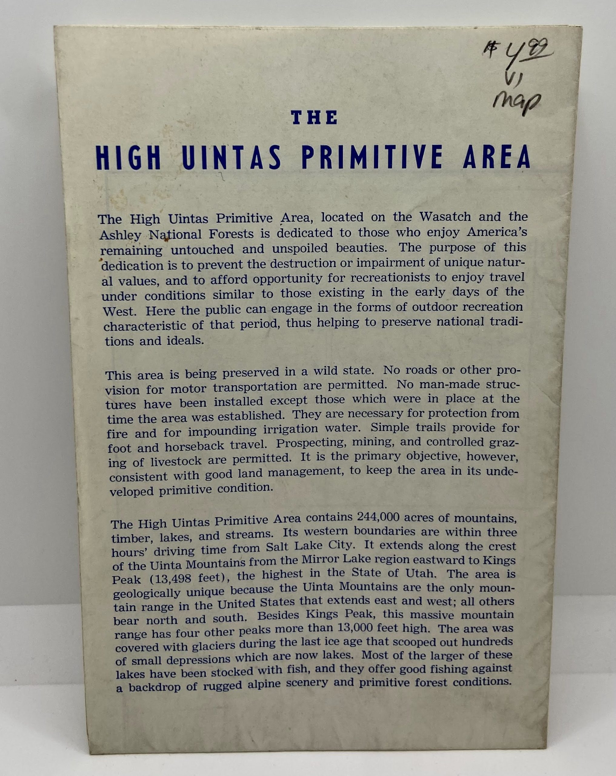 The High Uintas Primitive Area map