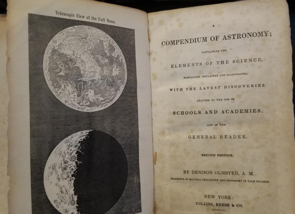 1841 — A Compendium of Astronomy Containing the Elements of Science — Denison Olmsted — Suede Leather Binding