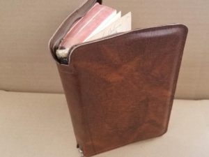 1957 / 1957 / 1957 — Triple Combination — Black Leather — Glued Inside Brown Zipper Case