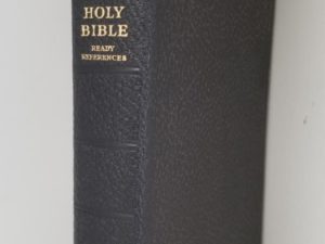 1950 — Holy Bible with Ready References — Teachers Edition — Black Bendable Leather Binding — Code at the End of the New Testament: 30 D 50