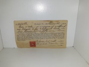 An Antique, Used check from 1922 Written for $1050.00