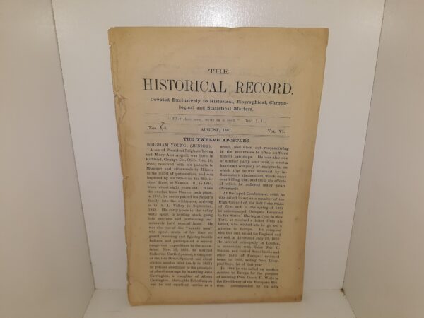 The Historical Record: Vol. 6, Nos. 6-8, August, 1887 (1887)