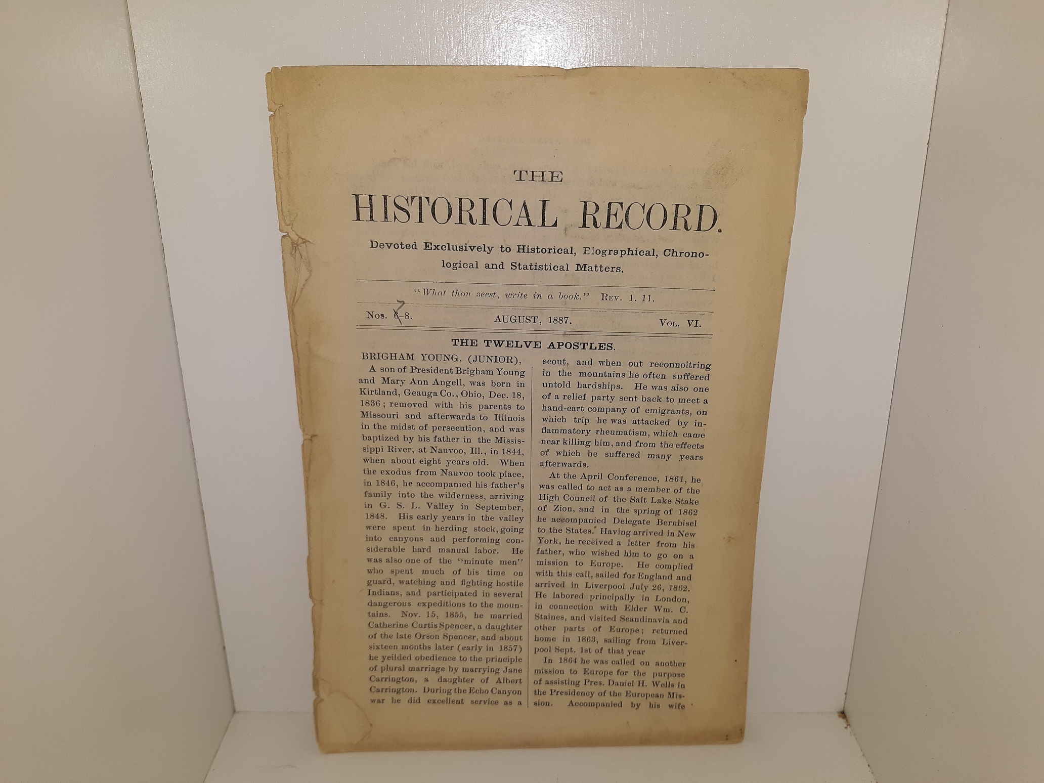 The Historical Record: Vol. 6, Nos. 6-8, August, 1887 (1887)