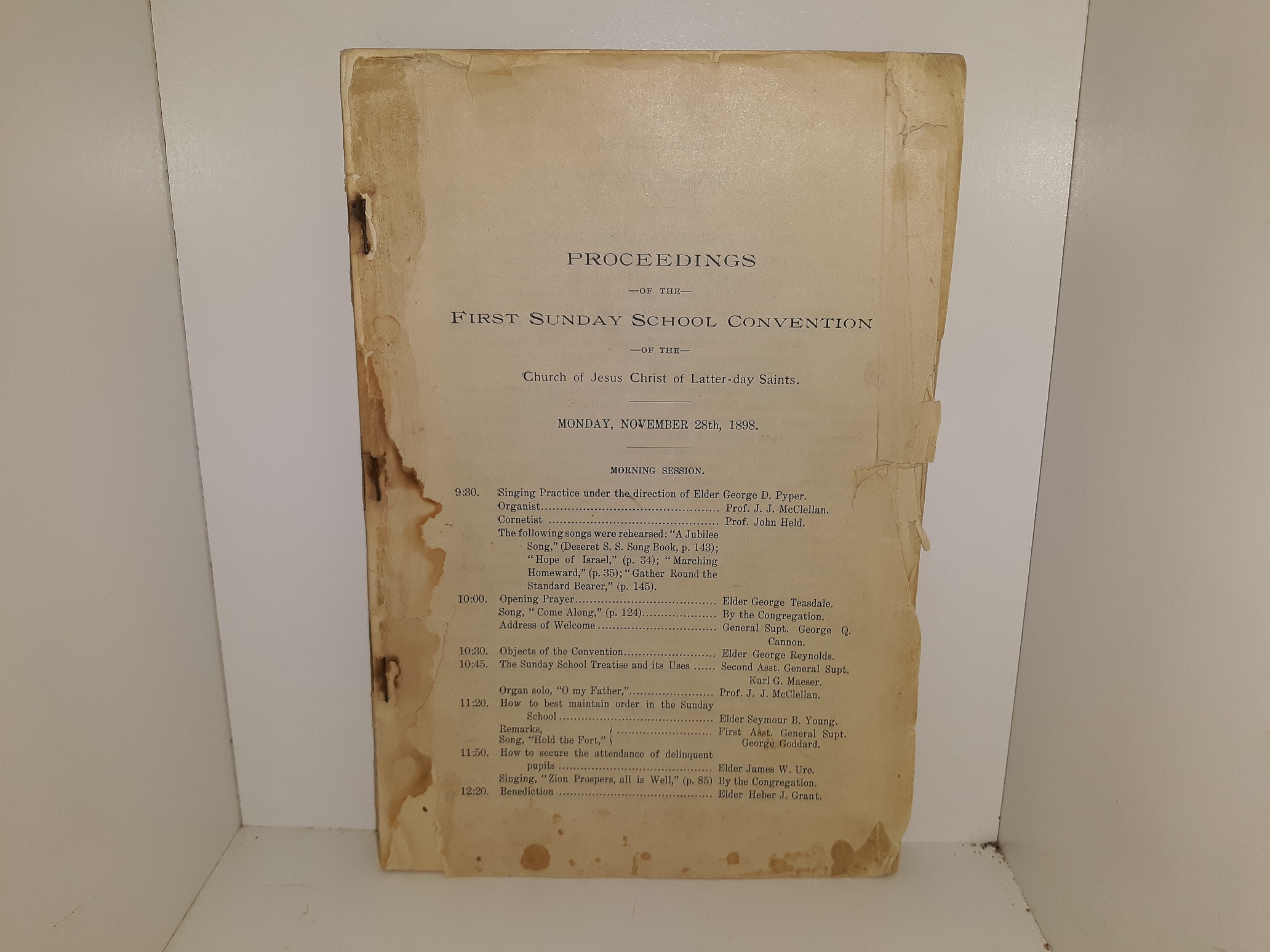 Proceedings of the First Sunday School Convention of the Church of Jesus Christ of Latter-day Saints: Monday, November 28th, 1898 (1898)